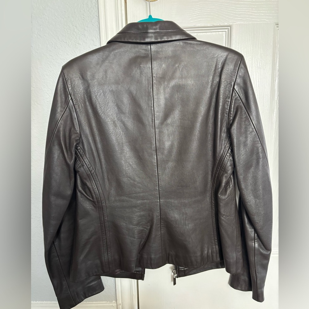 Cache Classic Leather Brown Jacket Removable Faux… - image 4